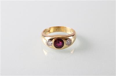 Rubin Brillantring zus. ca. 0,65 ct - Šperky