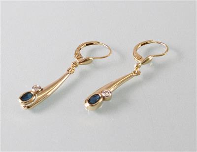 Saphir Brillant Ohrgehänge - Antiques, art and jewellery