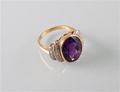 Amethyst Diamantring - Umění, starožitnosti, šperky