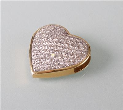 Brillantanhänger "Herz" zus. ca.4 ct - Umění, starožitnosti, šperky