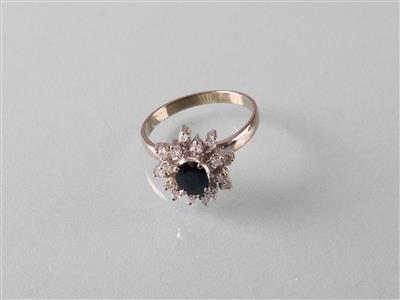 Saphir Diamantring ca.0,24 ct - Kunst, Antiquitäten und Schmuck