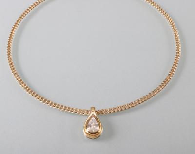 Diamantanhänger ca.1,20 ct an Fassonhalskette - Antiques, art and jewellery