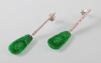 Jade Brillant Ohrsteckgehänge zus. ca. 0,50 ct - Kunst, Antiquitäten und Schmuck