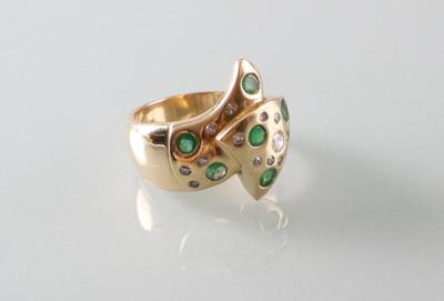 Smaragd Diamant Brillantring zus. ca.0,40 ct - Arte, antiquariato e gioielli
