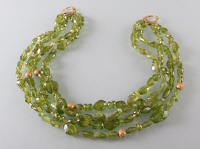 Peridot Collier 4-reihig - Kunst, Antiquitäten und Schmuck