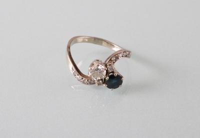 Saphir Diamant Brillantring zus ca.0,75 ct - Kunst, Antiquitäten und Schmuck