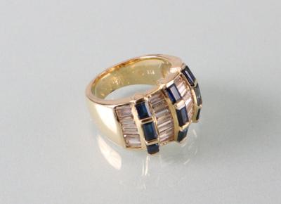 Saphir Diamantring zus. ca. 0,90 ct - Umění, starožitnosti, šperky