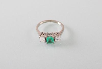 Smaragd Diamantring zus. ca. 0,50 ct - Kunst,Antiquitäten und Schmuck