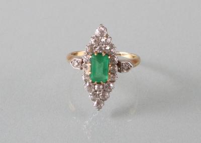 Diamant Smaragdring um 1900 - Umění, starožitnosti, šperky