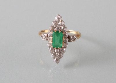 Diamant Smaragdring um 1900 - Arte, antiquariato e gioielli