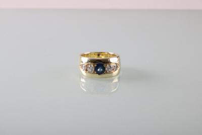 Saphir Brillantring zus. ca. 0,80 ct - Kunst,Antiquitäten und Schmuck