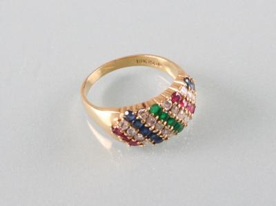 Brillant Smaragd Rubin und Saphirring - Jewellery, antiques and art