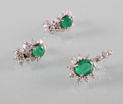 Smaragd Brillant Schmuckgaritur zus. ca.1,30 ct - Jewellery, antiques and art
