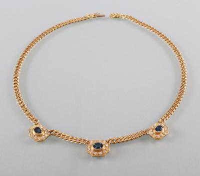 Brillant Saphir Collier zus. ca. 0,80 ct - Klenoty, umění a starožitnosti