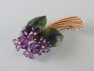 Brillant Schmuckstein Blütenbrosche "Veilchen" - Gioielli, arte e antiquariato