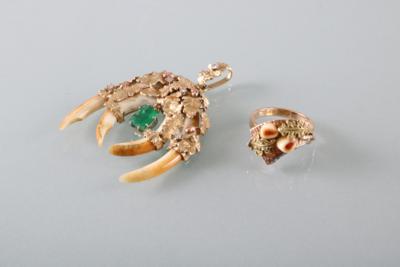 Trachtenschmuckgarnitur mit Brillanten und Smaragd - Kunst Antiquitäten und Schmuck