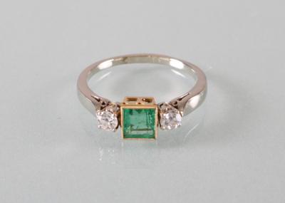 Diamant Smaragdring - Art Antiques and Jewelry