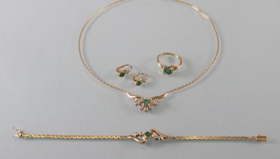 Smaragd Brillant Diamant Schmuckgarnitur - Umělecké starožitnosti a šperky