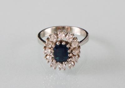 Saphir Diamantring zus. ca. 0,70 ct - Art Antiques and Jewelry