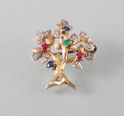 Farbstein Diamantbrosche "Baum" - Umělecké starožitnosti a šperky