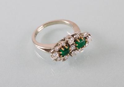 Smaragd Brillantring zus. ca. 0,50 ct0 - Umělecké starožitnosti a šperky
