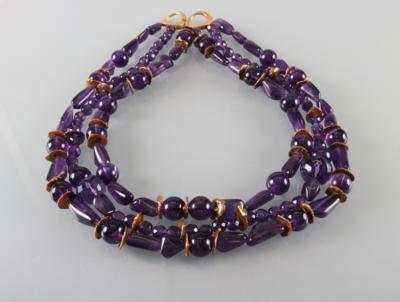 Amethystcollier 3-reihig - Art Antiques and Jewelry