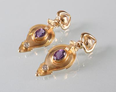 Brillant Amethyst Ohrclipgehänge - Art Antiques and Jewelry