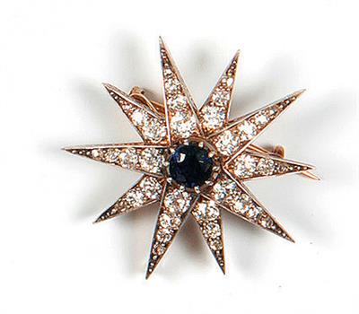 Brillantbrosche in Sternform zus. ca. 2 ct - Arte e oggetti d'arte, gioielli - Klagenfurt