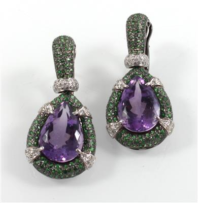 Amethystohrgehänge zus. ca. 29 ct - Antiques, art and jewellery