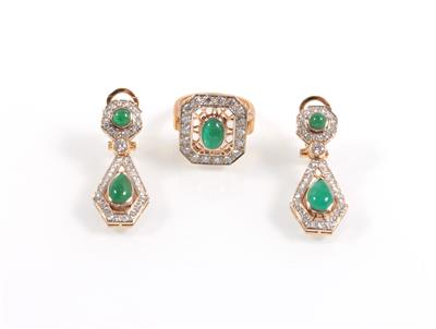 Brillant Smaragdgarnitur - Arte, antiquariato e gioielli