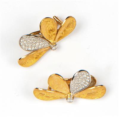 Paar goldene 18-karätige Ohrclips - Kunst, Antiquitäten und Schmuck