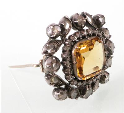 Diamant-Citrin Brosche - Umění, starožitnosti a šperky