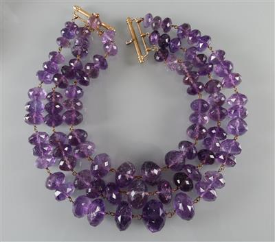 Amethystcollier 3-reihig - Kunst, Antiquitäten und Schmuck