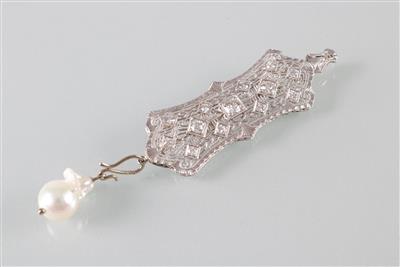Diamant Kulturperlen Anhänger - Arte, antiquariato e gioielli