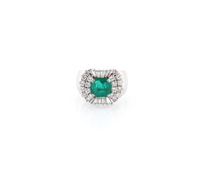 Diamant Smaragd Ring - Umění, starožitnosti a šperky