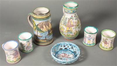 3 Krüge, 1 Vase, 4 Häferl, 1 Schale - Arte, antiquariato e gioielli