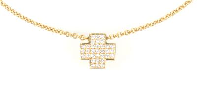 Brillantcollier "Kreuz" zus. ca. 0,30 ct - Arte, antiquariato e gioielli