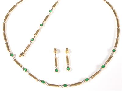 Brillant-Smaragdschmuckgarnitur - Arte, antiquariato e gioielli
