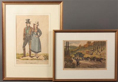 3 kolorierte Lithografien - Antiques, art and jewellery