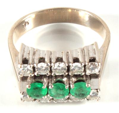 Smaragd-Brillant-Damenring - Antiques, art and jewellery