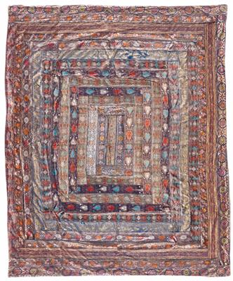 Indisches Patchwork-Textil ca. 218 x 253 cm - Um?ní, starožitnosti, šperky