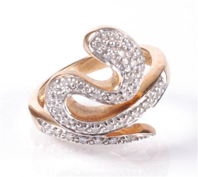 Diamant-Schlangenring zus. ca. 0,24 ct - Um?ní, starožitnosti, šperky