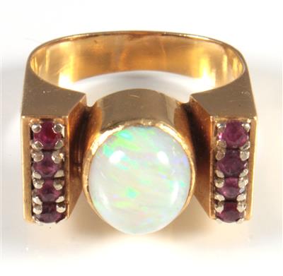 Opal-Rubindamenring - Arte, antiquariato e gioielli