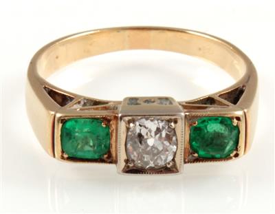 Diamant Smaragd Ring - Um?ní, starožitnosti, šperky