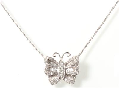 Diamantanhänger "Schmetterling" zus. 0,70 ct - Antiques, art and jewellery