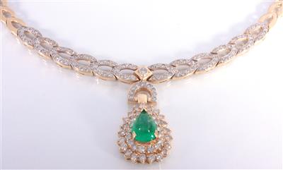 Brillant-Smaragdcollier - Arte, antiquariato e gioielli