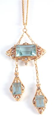 Aquamarin-DiamantrautenAngehänge - Antiques, art and jewellery