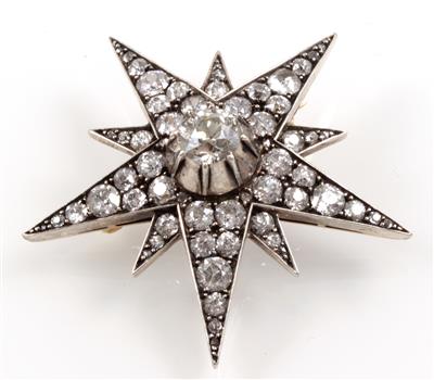 Diamantbrosche Stern zus. ca. 3,80 ct - Kunst, Antiquitäten und Schmuck