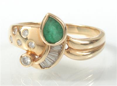 Smaragd-Brillant-DiamantDamenring - Antiques, art and jewellery
