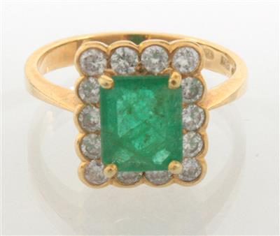 Smaragd-Brillantdamenring - Umění, starožitnosti, šperky